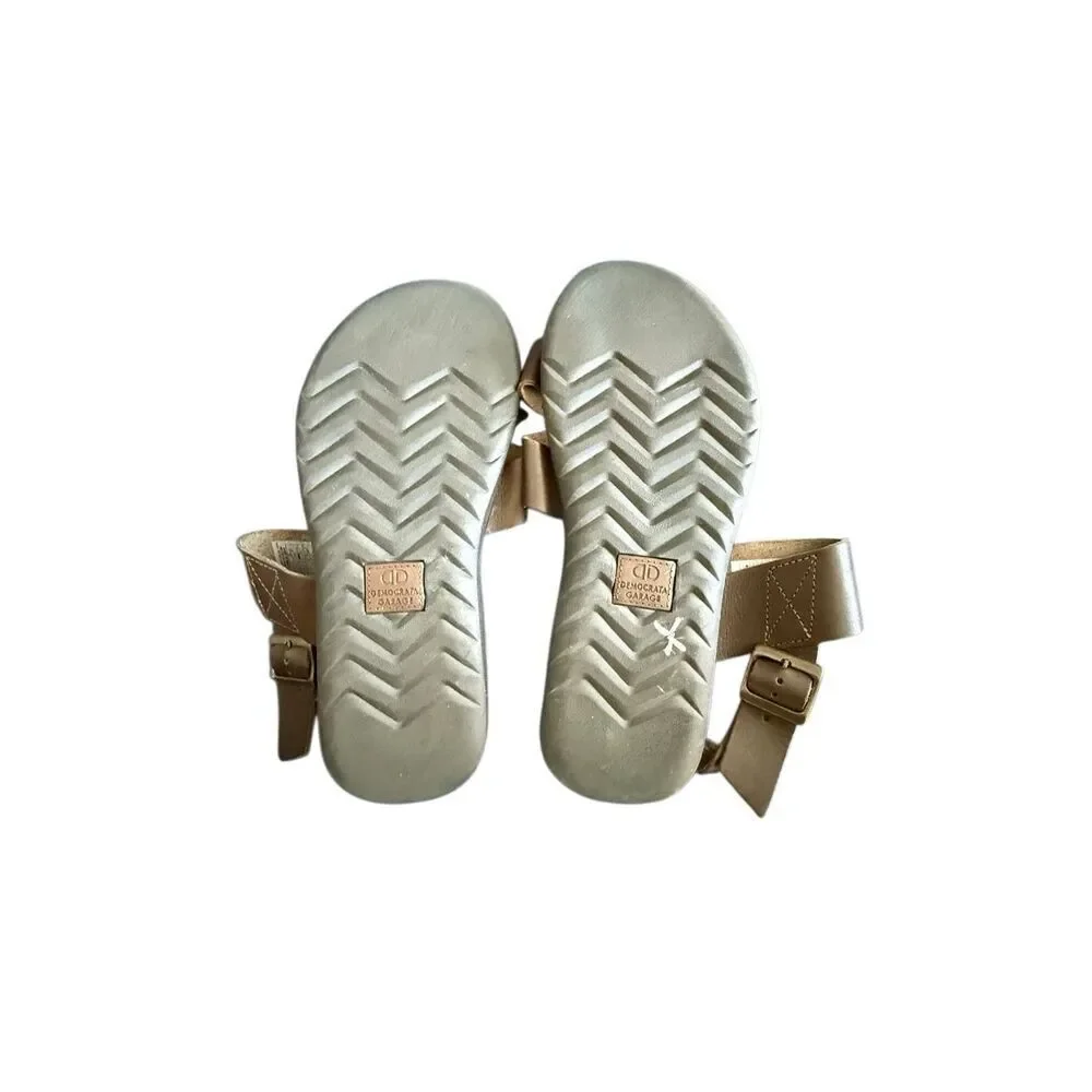 Democrata Mens Brown Zion Leather Criss Cross Strappy Casual Sandals Size 42